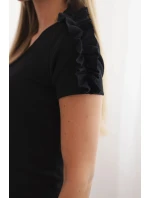 Dámská bavlněná blůza na jedno rameno s volánem černá Dámská bavlněná blůza na jedno rameno s volánem černá