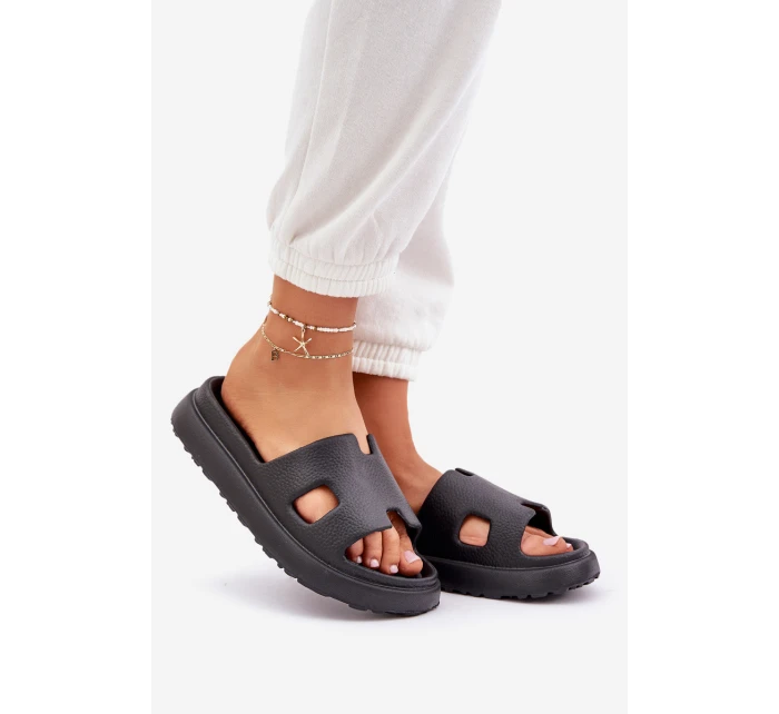 Piankowe Klapki Z Wycięciami Czarne Neladith Piankowe Klapki Z Wycięciami Czarne Neladith