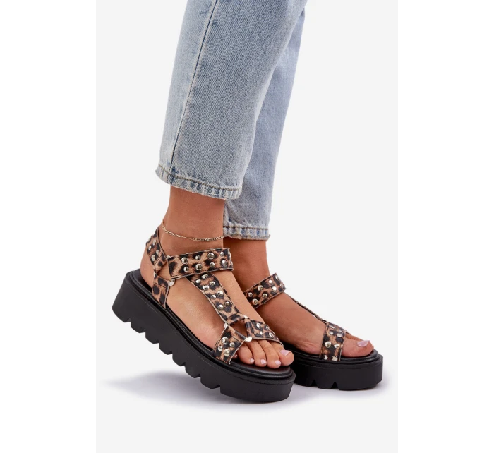 Zdobené Sandály Na Platformě Leopardí Hnědé model 21684515 - Boto
