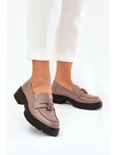 Kožené Dámské Mokasíny S   Béžové model 21690639 - VINCEZA