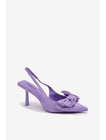 Dámské sandály na podpatku s mašlí fialové model 22107359 - Boto