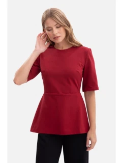model 21379914 Pletený top s peplum bordó - BeWear