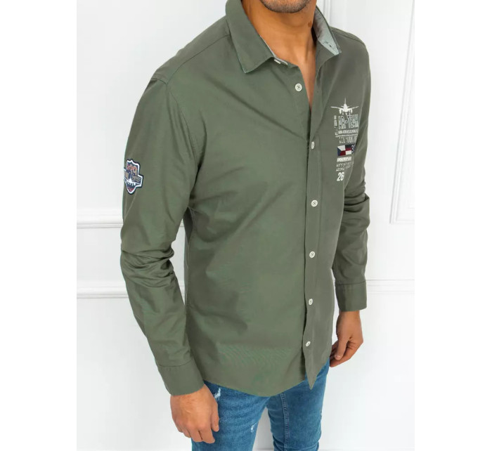 Dstreet DX2275 pánska zelená košeľa