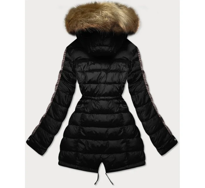 Čierno-hnedá obojstranná dámska zimná bunda (mhm-w556) Čierno-hnedá obojstranná dámska zimná bunda (mhm-w556)