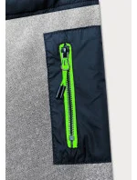 Tmavo modro-šedá pánska bunda s neónovými zipsami (8M907-215) Tmavo modro-šedá pánska bunda s neónovými zipsami (8M907-215)