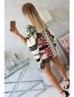 model 18746606 šaty s vázáním v pase ecru - K-Fashion