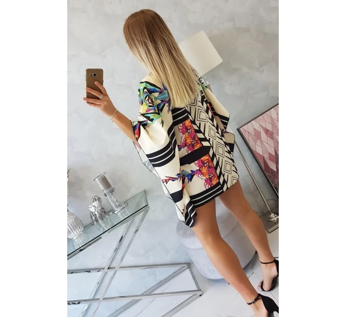 model 18746606 šaty s vázáním v pase ecru - K-Fashion