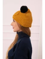 Fleecová čiapka 2 brmbolce K291 horčica Fleecová čiapka 2 brmbolce K291 horčica