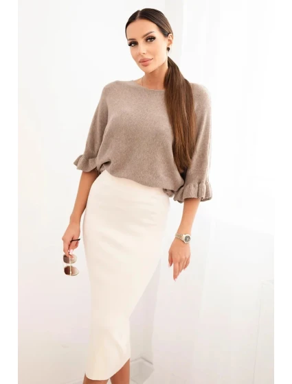 Dámska viskózna ceruzková sukňa s elastickým pásom béžová Dámska viskózna ceruzková sukňa s elastickým pásom béžová