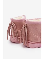 Dětské zateplené sněhule s mašlemi na Růžové model 21641658 - Boto