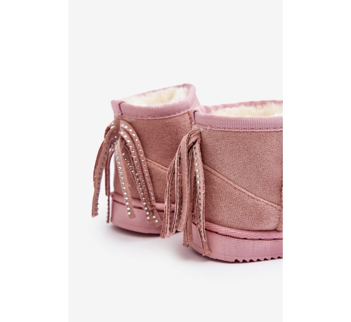 Dětské zateplené sněhule s mašlemi na Růžové model 21641658 - Boto