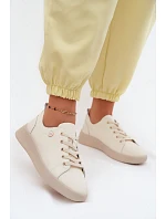 Kožené dámské polobotky model 22133405 světle béžové - VINCEZA