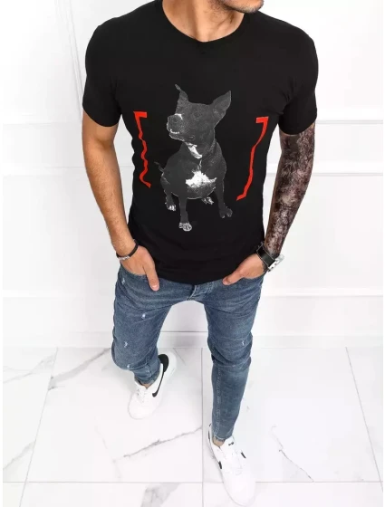 Pánske tričko s potlačou čierne FashionStreet RX4762