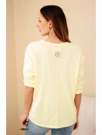 Dámská bavlněná blůza s výstřihem do V a dlouhým rukávem žlutá