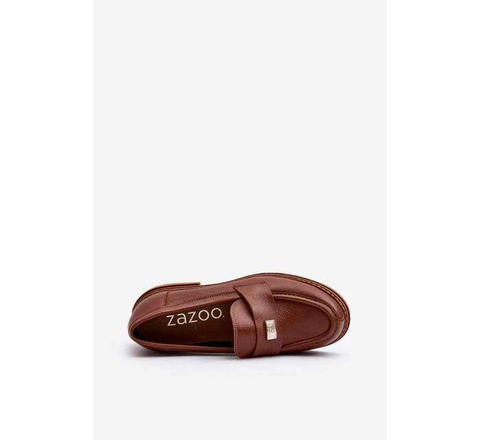 Zazoo 20165 Skórzane Mokasyny Damskie Brązowe