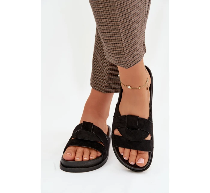 Dámské pantofle Eko semiš s pásky Černé Marivessa