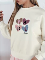 Dámská mikina nadměrné velikosti se srdíčky béžová Dstreet model 21988159 - FashionStreet