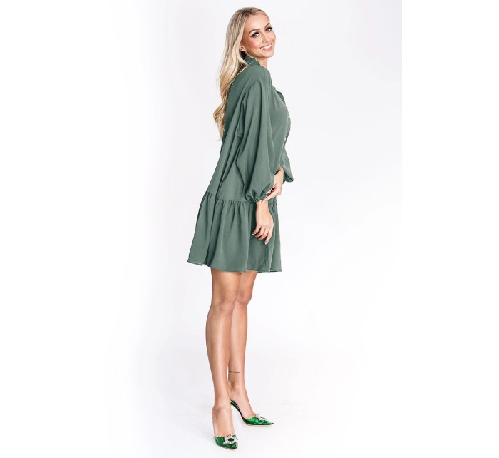 Šedo-zelené dámske šaty s netopierími rukávmi Ann Gissy (XY202118)