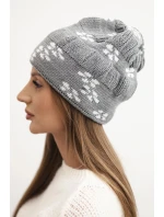 Dámská zimní čepice z vlny s krystaly model 21750432 grafitová - K-Fashion Dámská zimní čepice z vlny s krystaly model 21750432 grafitová - K-Fashion