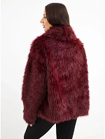 Krátká dámská model 22550886 bunda s velkým límcem bordó - K-Fashion Krátká dámská model 22550886 bunda s velkým límcem bordó - K-Fashion