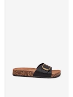 Dámské sandály na korkové platformě s přezkou černé model 21704221 - Boto