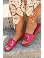 Dámske ploché papuče s flitrami S.Barski Fuchsia