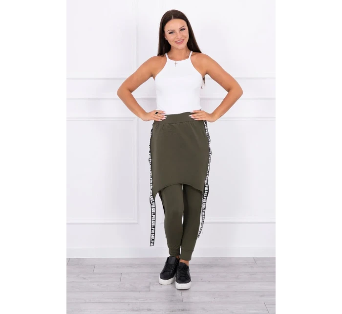 Nohavice/oblek s nápisom selfie khaki