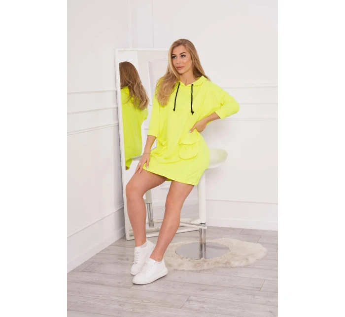 Šaty s kapucí žluté neonové