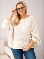 Dámský svetr Plus Size s přídavkem vlny volného střihu béžový