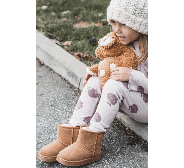 Dětské Teplé Sněhule Semišové Velbloud model 21602949 - Boto Dětské Teplé Sněhule Semišové Velbloud model 21602949 - Boto