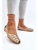 model 21650286 Pohodlné Dámské Kožené Baletky Beige - Zazoo