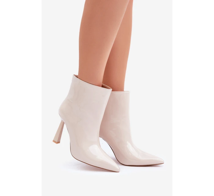 Lakované Boty Na Nazouvací Světle Béžové model 21681513 - Boto