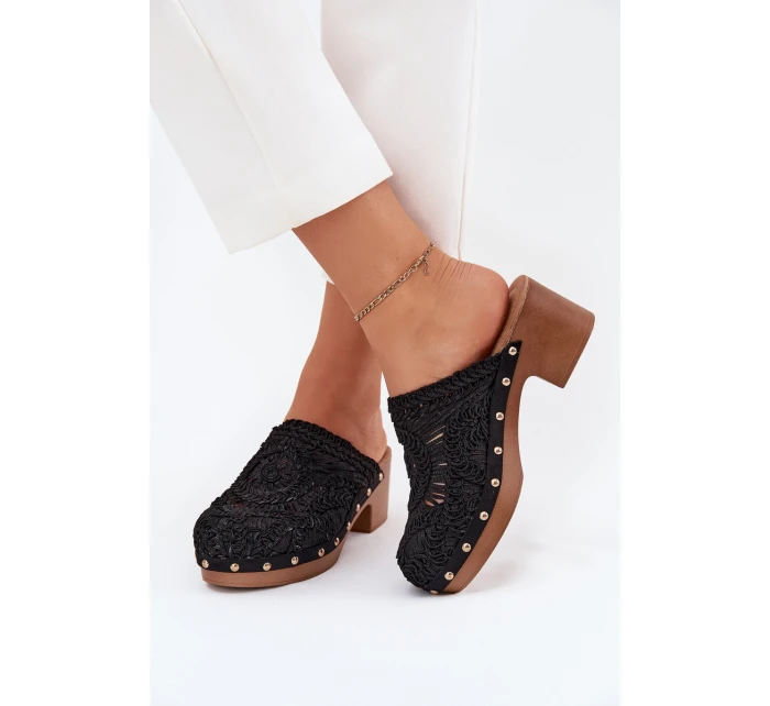 Dámské Pantofle Na Podpatku Černé model 21700123 - Boto Dámské Pantofle Na Podpatku Černé model 21700123 - Boto