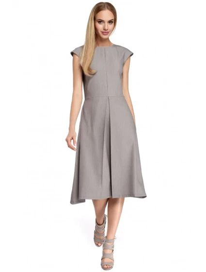 Šaty s záhyby šedé model 18002377 - Moe Šaty s záhyby šedé model 18002377 - Moe