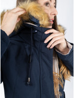 Dámska obojstranná zimná bunda GLANO - tmavomodrá/béžová