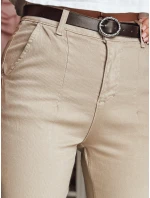 Dámské kalhoty slim fit s páskem tmavě béžové Dstreet model 21986241 - FashionStreet