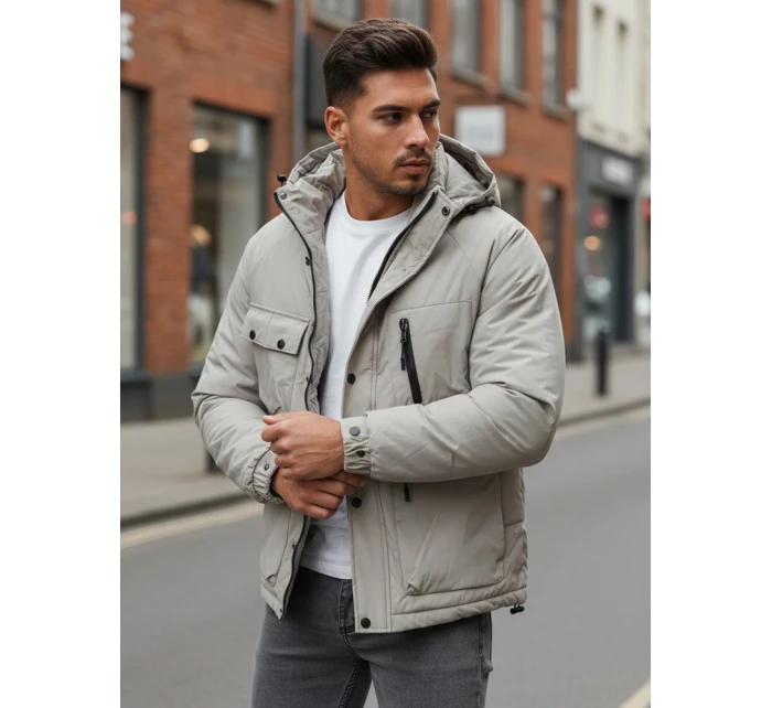 Pánská zimní bunda s kapucí šedá Dstreet model 21994698 - FashionStreet