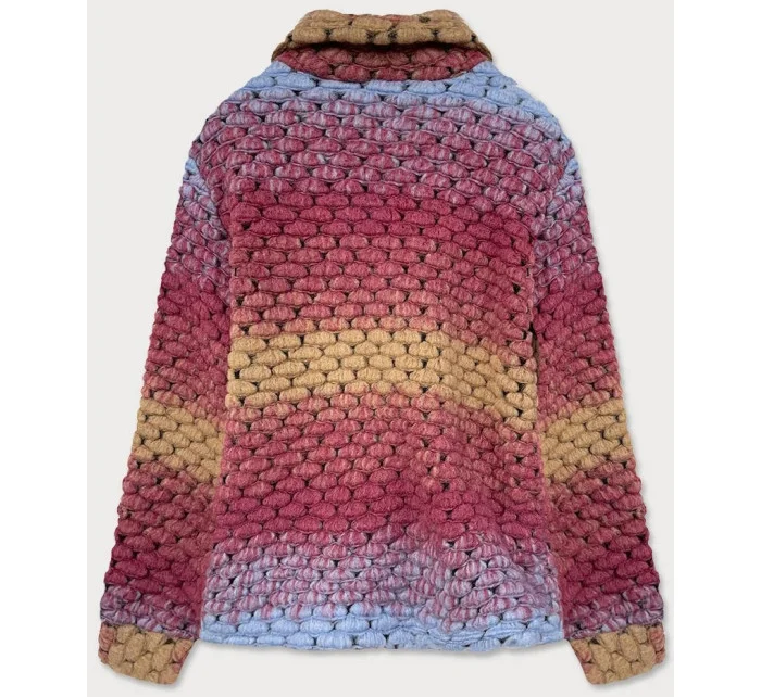 Tmavo ružová košeľová dámska bunda s golierom (2453)