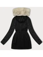 Dámska čierno-béžová džínsová bunda s rukávmi Way Mode (WD202301)