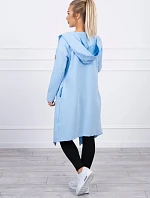 Dlhý kabát s kapucňou modrý