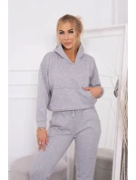 Teplá súprava s mikinou so zaväzovaním vpredu šedá