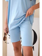 Dámský bavlněný komplet s krátkým rukávem a šortkami žlutý