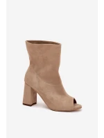 Semišové Boty Na Podpatku S  Béžové Zazoo model 21704113 - Boto