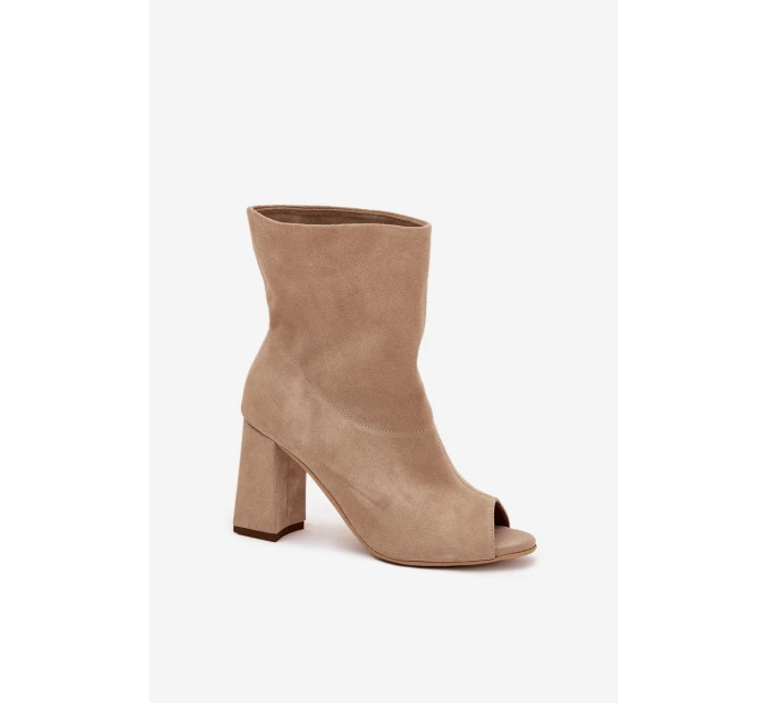 Semišové Boty Na Podpatku S  Béžové Zazoo model 21704113 - Boto