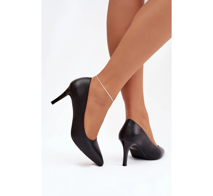 Kožené lodičky model 21821724 Černé - SERGIO LEONE