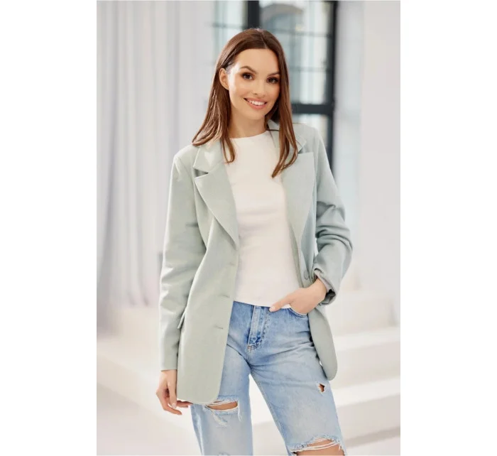 Dámska bunda ZAK0016 tyrkysová - Roco Fashion