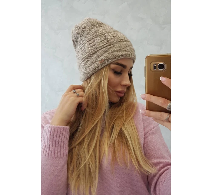 Fleecová čiapka Edyta K298 béžová