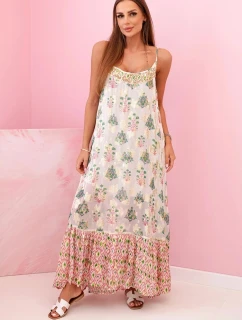 Dámske šaty bez ramienok z ľahkej viskózy v ružovej farbe