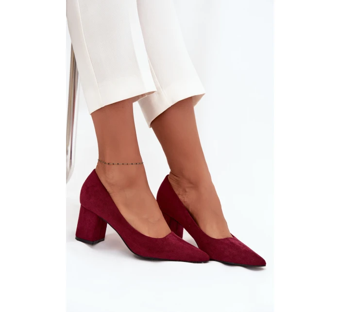 Czółenka Damskie Ze Szpiczastymi Noskami Na Słupku Bordowe Pavira Czółenka Damskie Ze Szpiczastymi Noskami Na Słupku Bordowe Pavira