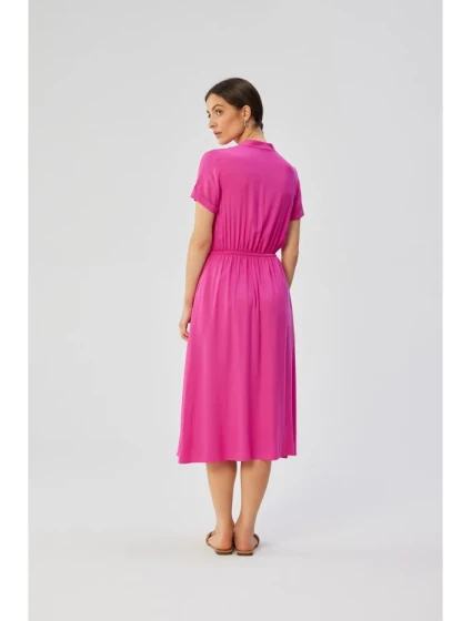 model 19647481 Viskózové šaty se šňůrkou v pase lila - STYLOVE